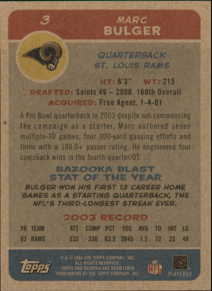 B4561- 2004 Bazooka Assorted Football Cards -You Pick- 15+ FREE US SHIP - Bild 18 von 449