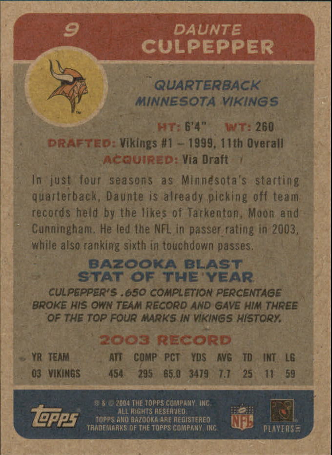 B4561- 2004 Bazooka Assorted Football Cards -You Pick- 15+ FREE US SHIP - Bild 28 von 449