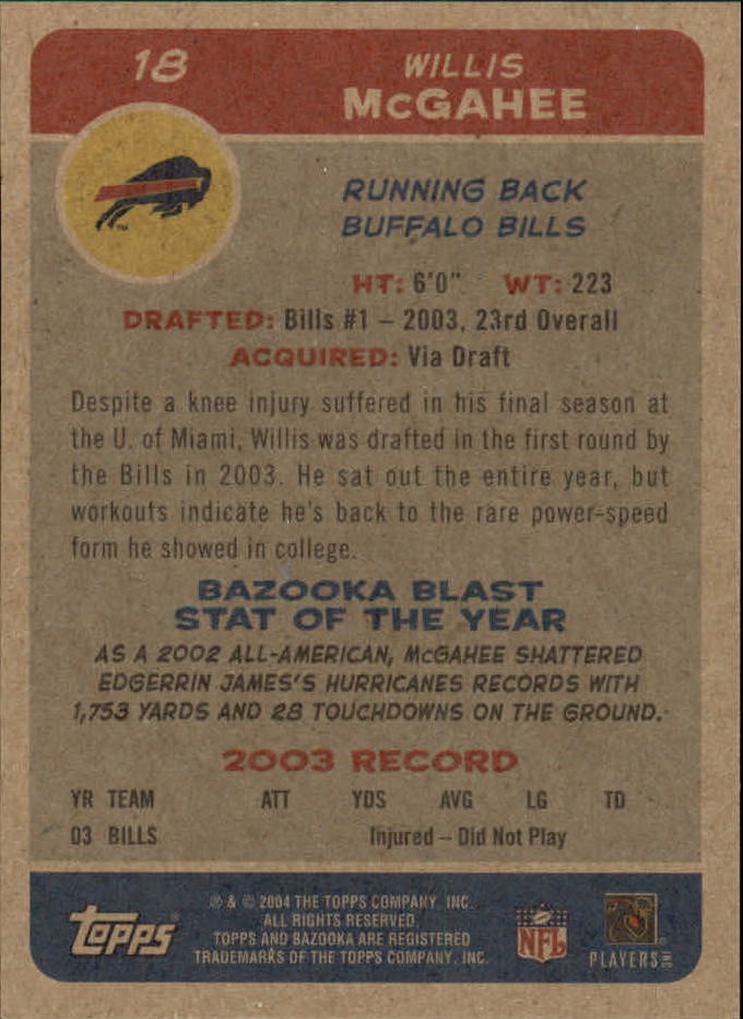 B4561- 2004 Bazooka Assorted Football Cards -You Pick- 15+ FREE US SHIP - Bild 46 von 449