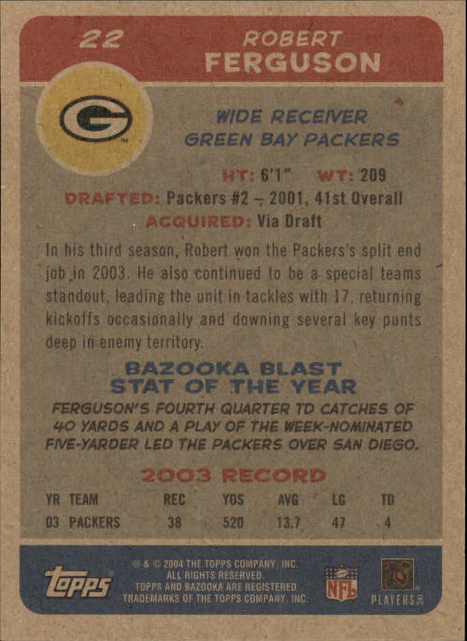B4561- 2004 Bazooka Assorted Football Cards -You Pick- 15+ FREE US SHIP - Bild 54 von 449