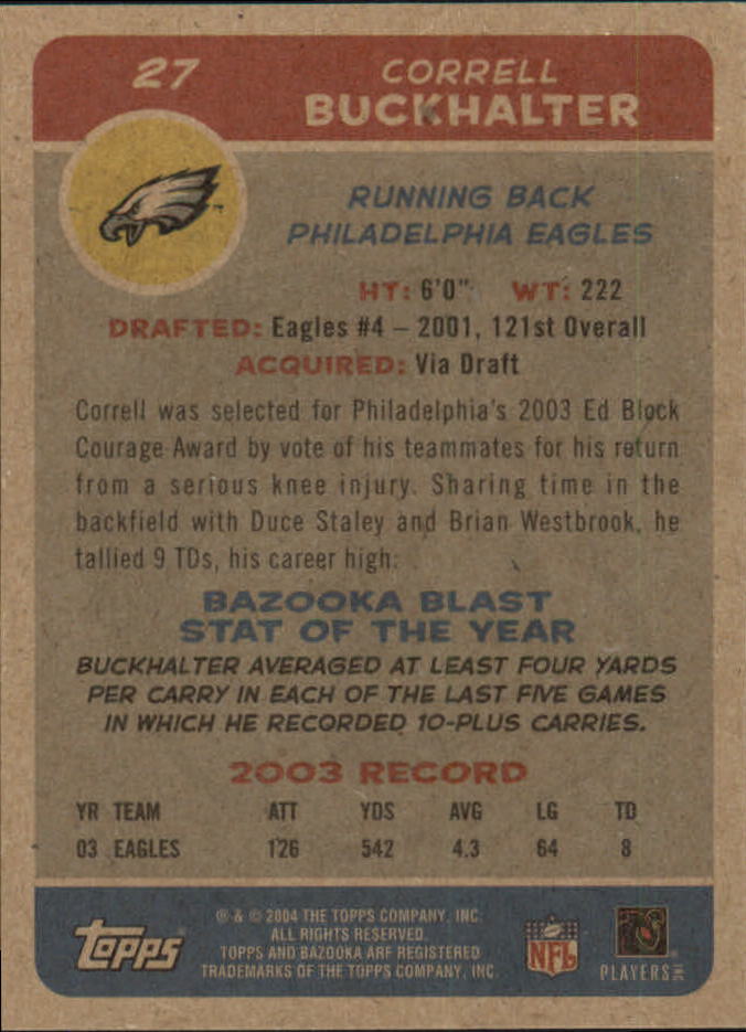 B4561- 2004 Bazooka Assorted Football Cards -You Pick- 15+ FREE US SHIP - Bild 64 von 449