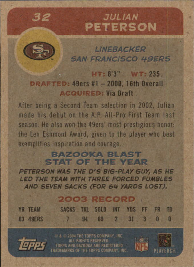B4561- 2004 Bazooka Assorted Football Cards -You Pick- 15+ FREE US SHIP - Bild 74 von 449