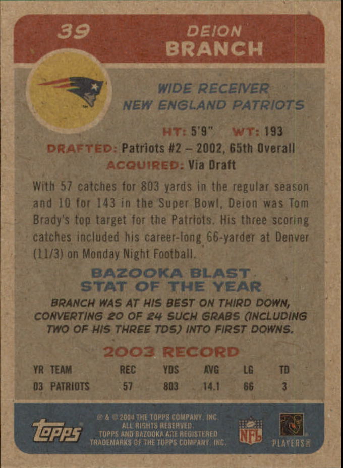 B4561- 2004 Bazooka Assorted Football Cards -You Pick- 15+ FREE US SHIP - Bild 88 von 449