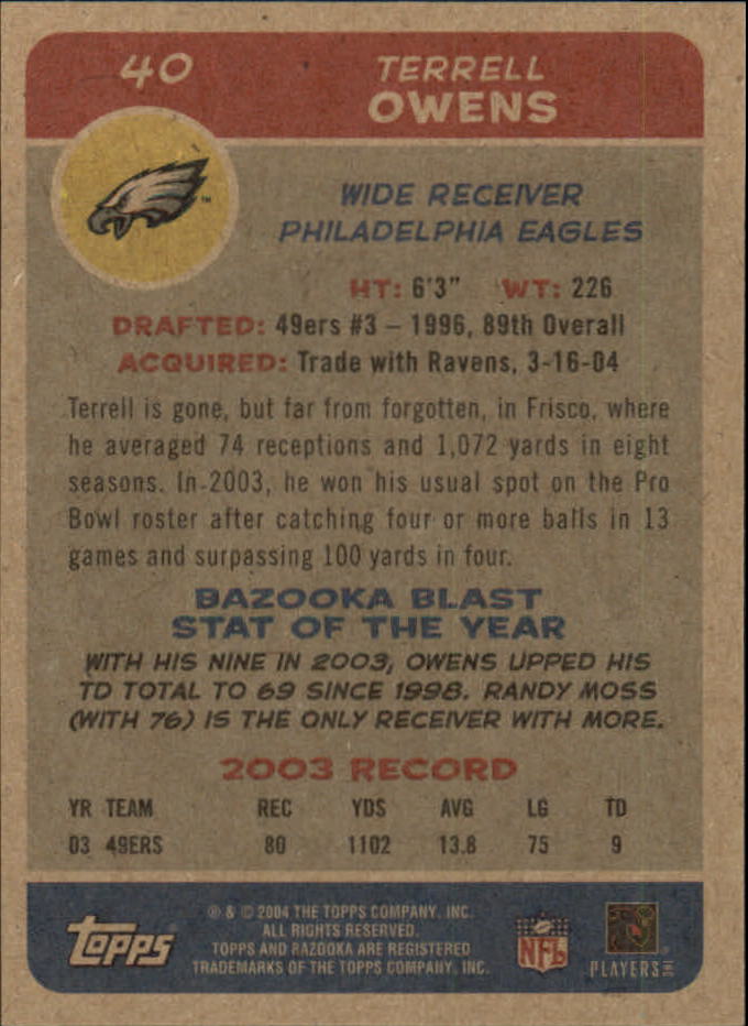 B4561- 2004 Bazooka Assorted Football Cards -You Pick- 15+ FREE US SHIP - Bild 90 von 449