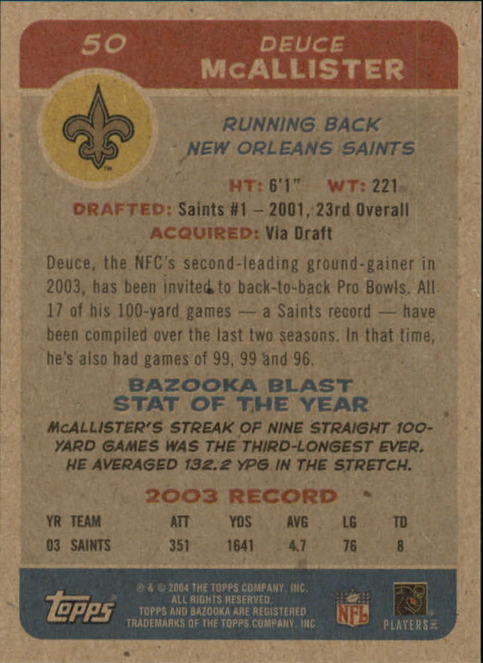 B4561- 2004 Bazooka Assorted Football Cards -You Pick- 15+ FREE US SHIP - Bild 110 von 449