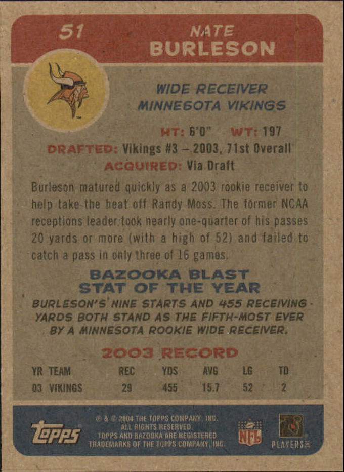 B4561- 2004 Bazooka Assorted Football Cards -You Pick- 15+ FREE US SHIP - Bild 112 von 449