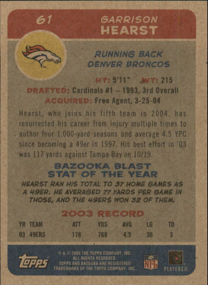 B4561- 2004 Bazooka Assorted Football Cards -You Pick- 15+ FREE US SHIP - Bild 132 von 449