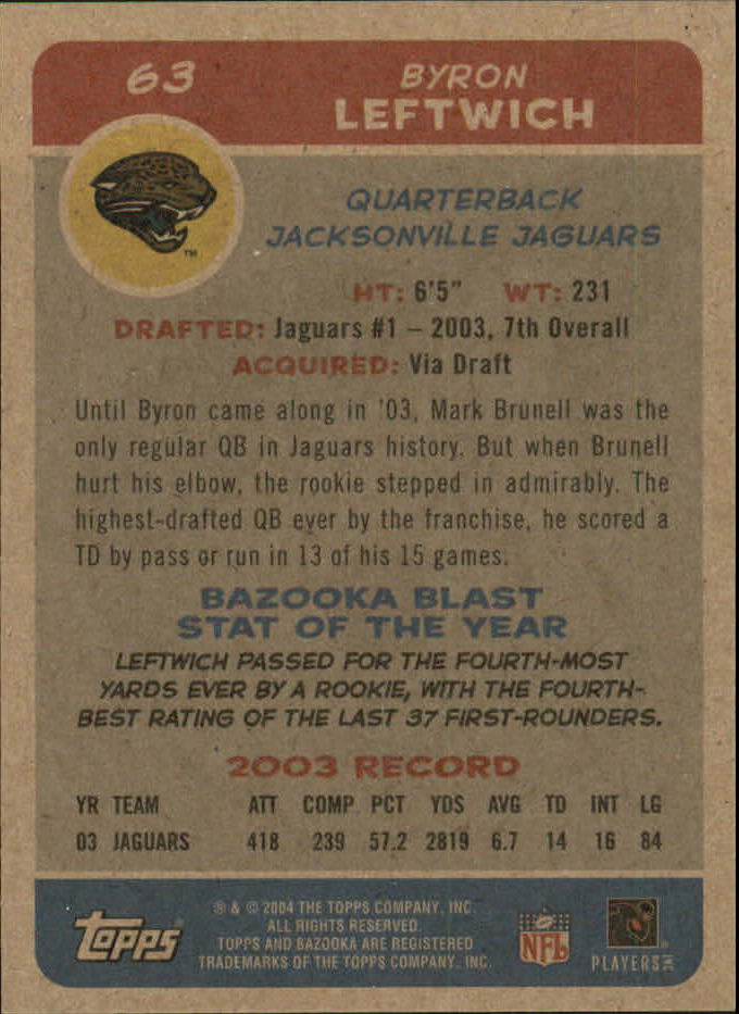 B4561- 2004 Bazooka Assorted Football Cards -You Pick- 15+ FREE US SHIP - Bild 136 von 449