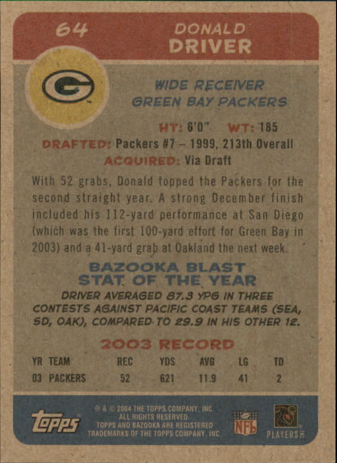 B4561- 2004 Bazooka Assorted Football Cards -You Pick- 15+ FREE US SHIP - Bild 138 von 449