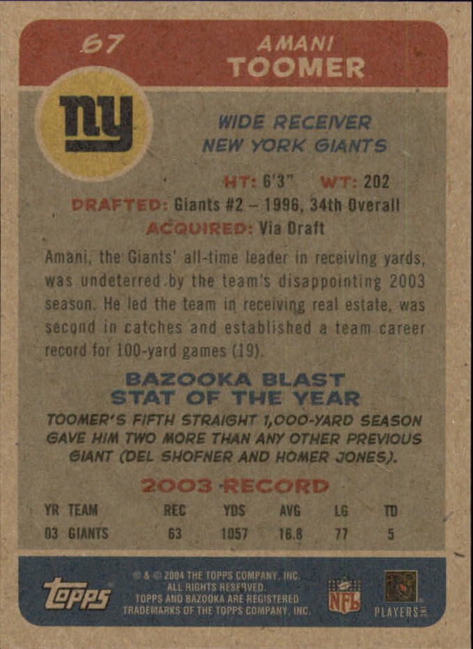 B4561- 2004 Bazooka Assorted Football Cards -You Pick- 15+ FREE US SHIP - Bild 144 von 449