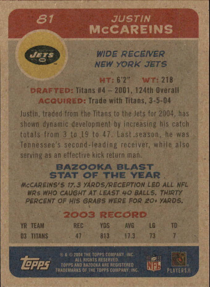 B4561- 2004 Bazooka Assorted Football Cards -You Pick- 15+ FREE US SHIP - Bild 172 von 449
