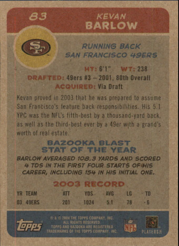 B4561- 2004 Bazooka Assorted Football Cards -You Pick- 15+ FREE US SHIP - Bild 176 von 449