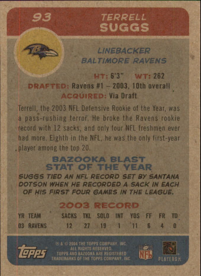 B4561- 2004 Bazooka Assorted Football Cards -You Pick- 15+ FREE US SHIP - Bild 194 von 449