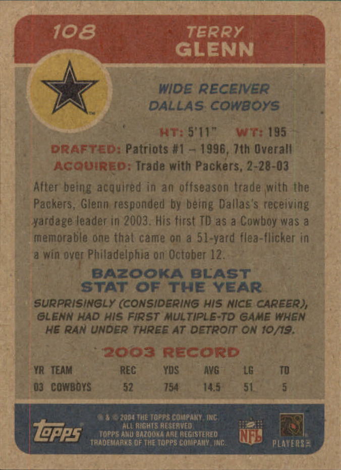 B4561- 2004 Bazooka Assorted Football Cards -You Pick- 15+ FREE US SHIP - Bild 224 von 449