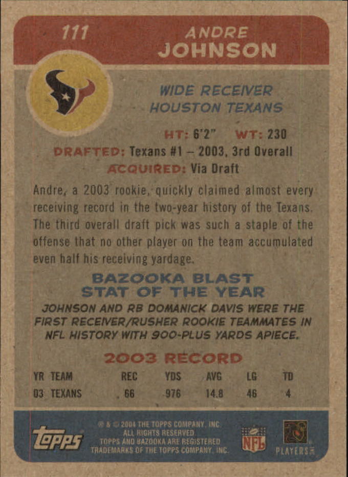 B4561- 2004 Bazooka Assorted Football Cards -You Pick- 15+ FREE US SHIP - Bild 230 von 449