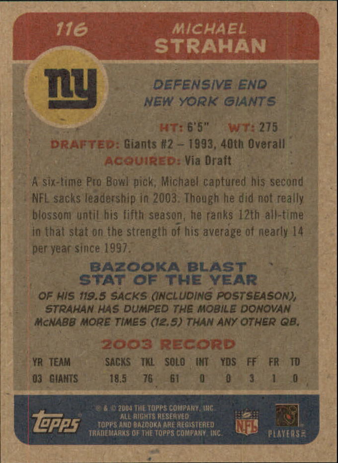 B4561- 2004 Bazooka Assorted Football Cards -You Pick- 15+ FREE US SHIP - Bild 240 von 449
