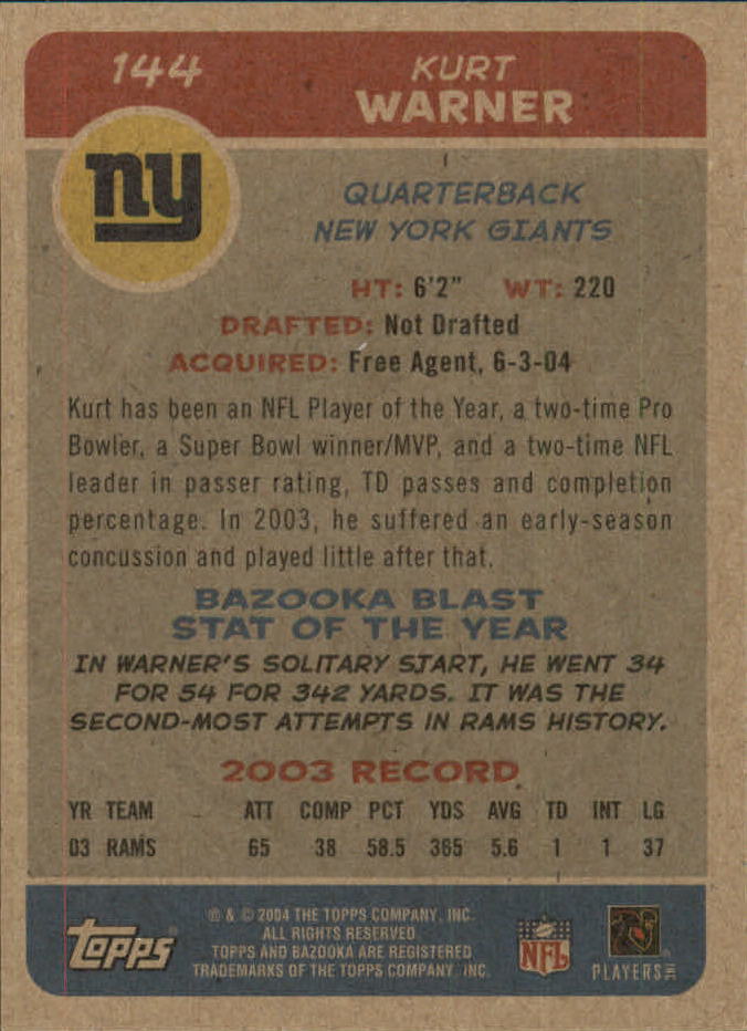B4561- 2004 Bazooka Assorted Football Cards -You Pick- 15+ FREE US SHIP - Bild 296 von 449