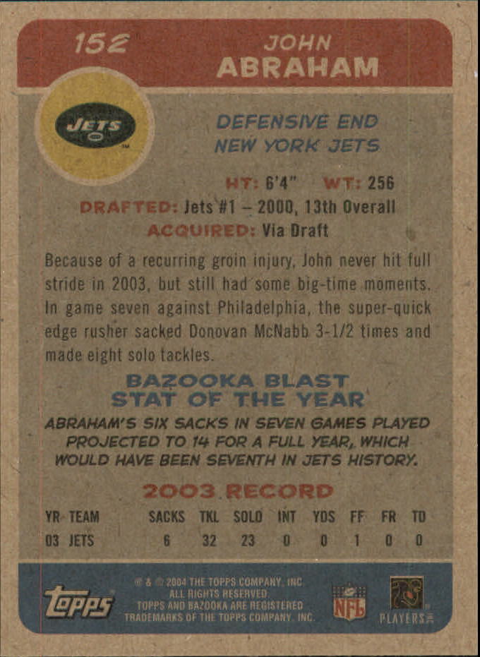 B4561- 2004 Bazooka Assorted Football Cards -You Pick- 15+ FREE US SHIP - Bild 312 von 449