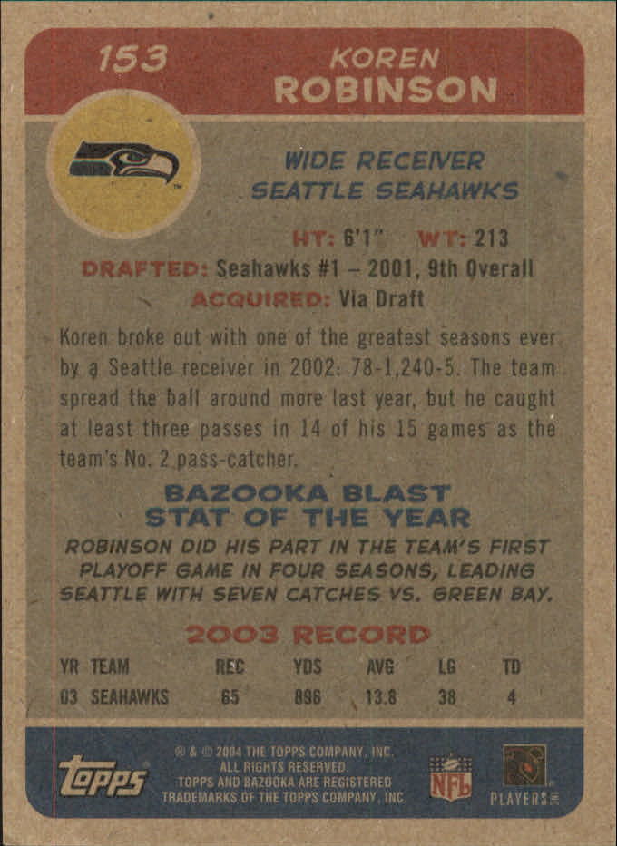 B4561- 2004 Bazooka Assorted Football Cards -You Pick- 15+ FREE US SHIP - Bild 314 von 449