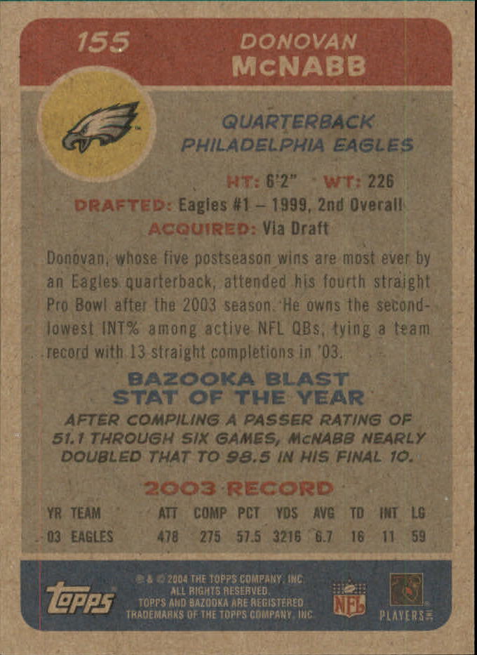 B4561- 2004 Bazooka Assorted Football Cards -You Pick- 15+ FREE US SHIP - Bild 318 von 449