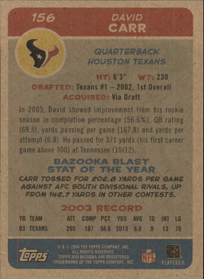B4561- 2004 Bazooka Assorted Football Cards -You Pick- 15+ FREE US SHIP - Bild 320 von 449