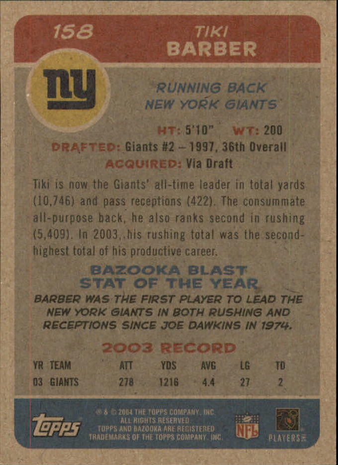 B4561- 2004 Bazooka Assorted Football Cards -You Pick- 15+ FREE US SHIP - Bild 324 von 449