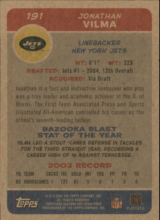B4561- 2004 Bazooka Assorted Football Cards -You Pick- 15+ FREE US SHIP - Bild 388 von 449