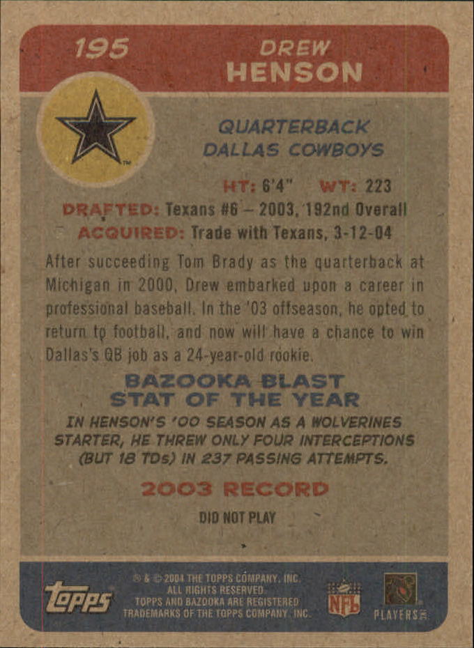 B4561- 2004 Bazooka Assorted Football Cards -You Pick- 15+ FREE US SHIP - Bild 396 von 449