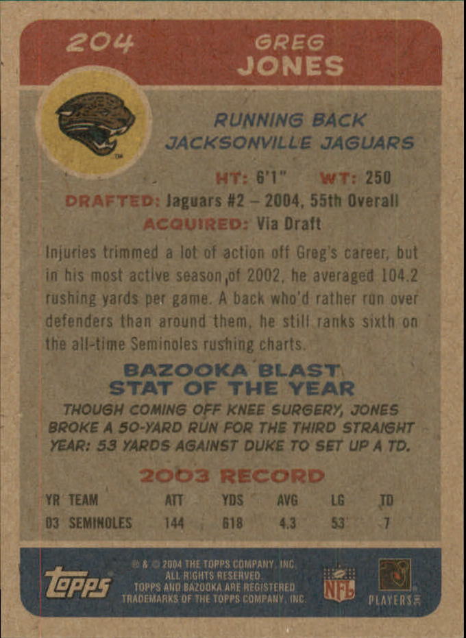 B4561- 2004 Bazooka Assorted Football Cards -You Pick- 15+ FREE US SHIP - Bild 414 von 449