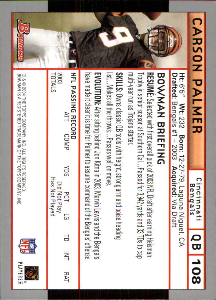 B5102- 2004 Bowman Football Cards 1-200 + Inserts -You Pick- 15+ FREE US SHIP - Picture 17 of 204