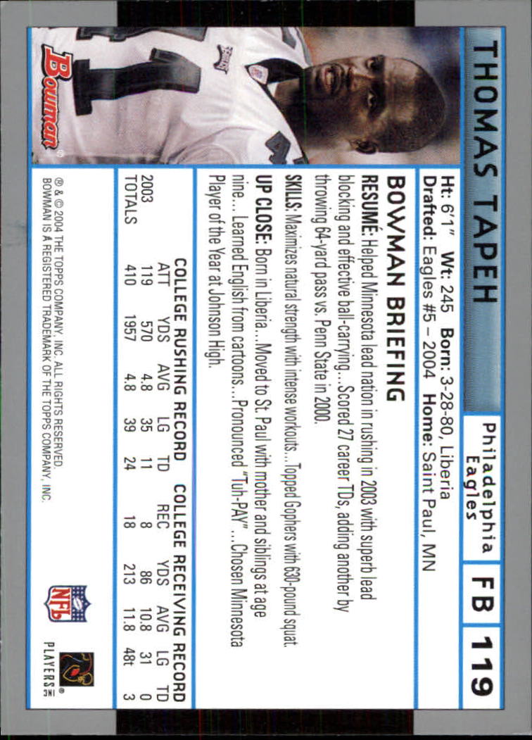 B5102- 2004 Bowman Football Cards 1-200 + Inserts -You Pick- 15+ FREE US SHIP - Picture 23 of 204
