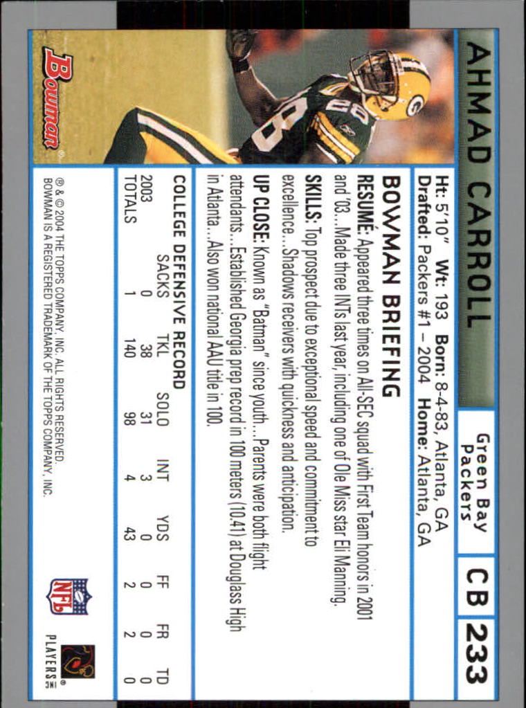 B5102- 2004 Bowman Football Cards 1-200 + Inserts -You Pick- 15+ FREE US SHIP - Picture 135 of 204