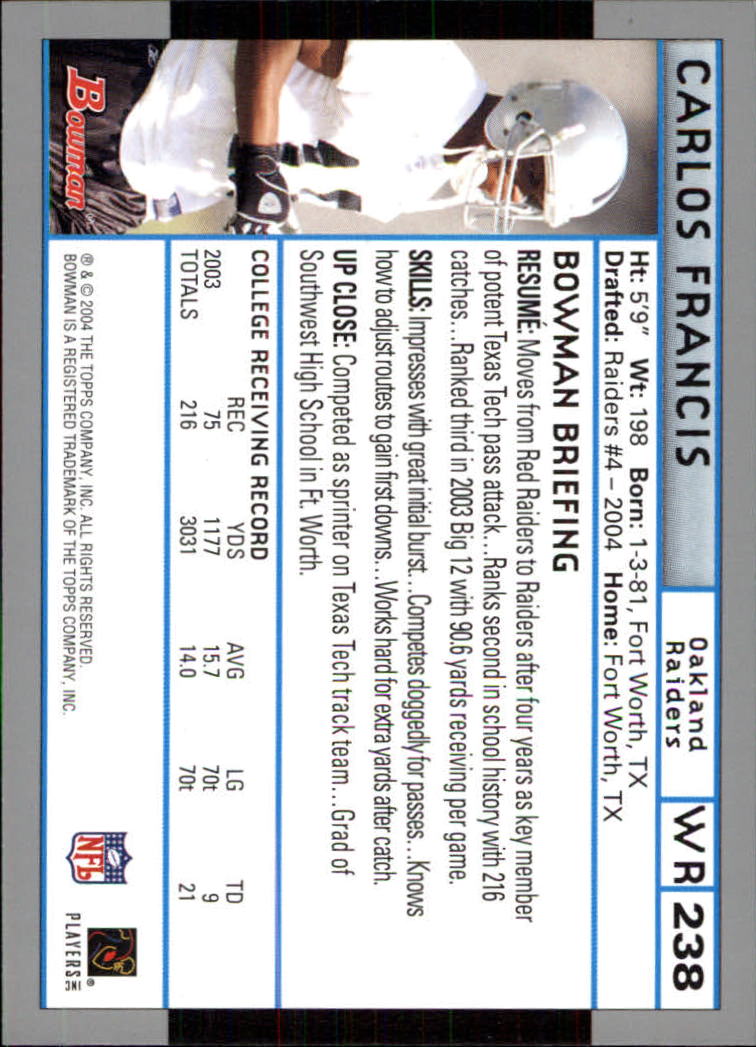 B5102- 2004 Bowman Football Cards 1-200 + Inserts -You Pick- 15+ FREE US SHIP - Picture 139 of 204