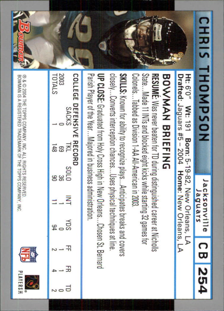 B5102- 2004 Bowman Football Cards 1-200 + Inserts -You Pick- 15+ FREE US SHIP - Picture 159 of 204