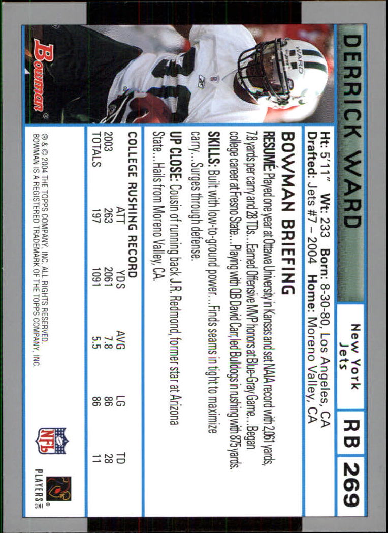 B5102- 2004 Bowman Football Cards 1-200 + Inserts -You Pick- 15+ FREE US SHIP - Picture 175 of 204