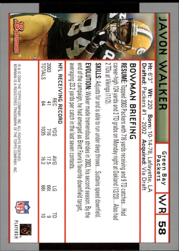 2004 Bowman First Edition #58 Javon Walker back image