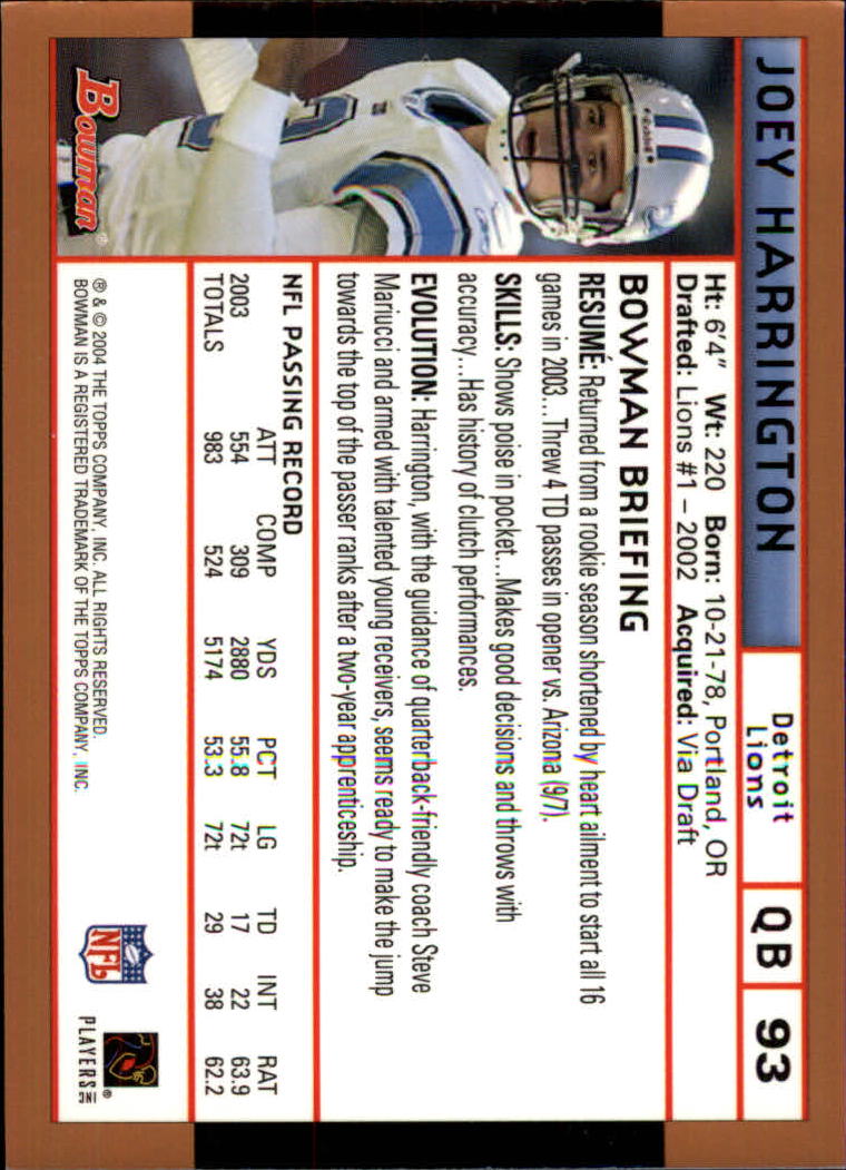 B5102- 2004 Bowman Football Cards 1-200 + Inserts -You Pick- 15+ FREE US SHIP - Picture 200 of 204