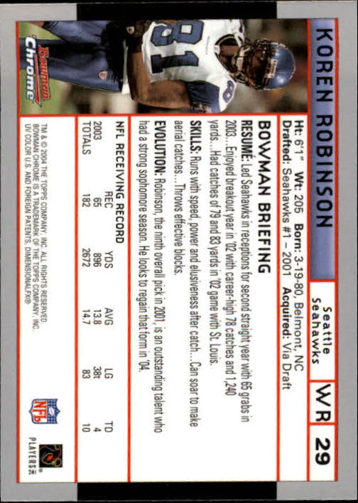 2004 Bowman Chrome Football (Pick Card From List) C128 12-24 - Picture 55 of 209