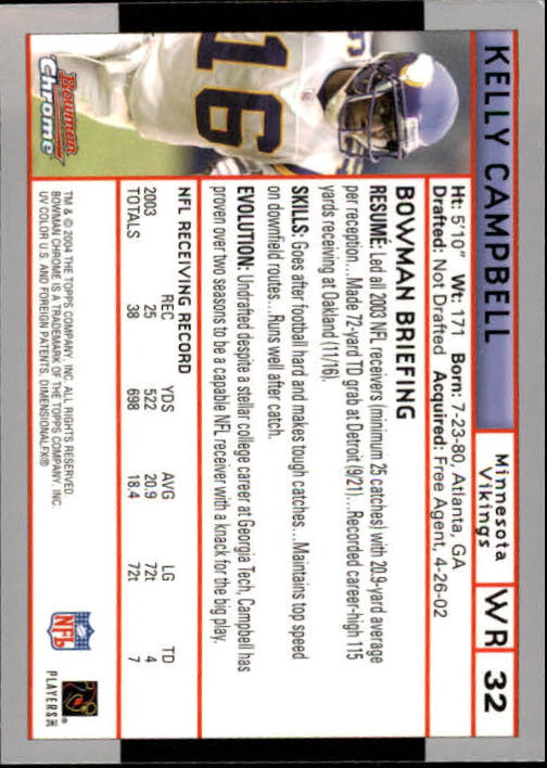 2004 Bowman Chrome Football (Pick Card From List) C128 12-24 - Picture 61 of 209
