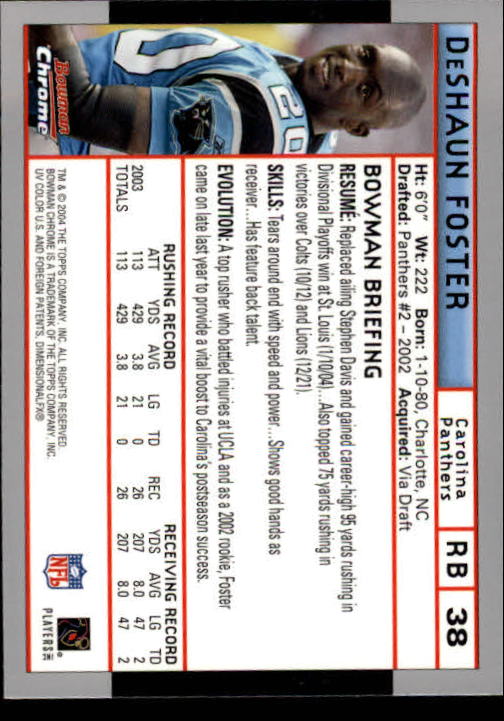 2004 Bowman Chrome Football (Pick Card From List) C128 12-24 - Picture 73 of 209