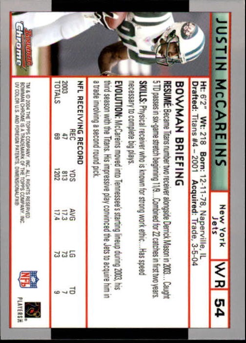 2004 Bowman Chrome Football (Pick Card From List) C128 12-24 - Picture 103 of 209