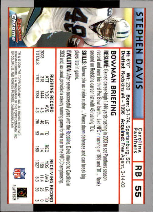 2004 Bowman Chrome Football (Pick Card From List) C128 12-24 - Picture 105 of 209