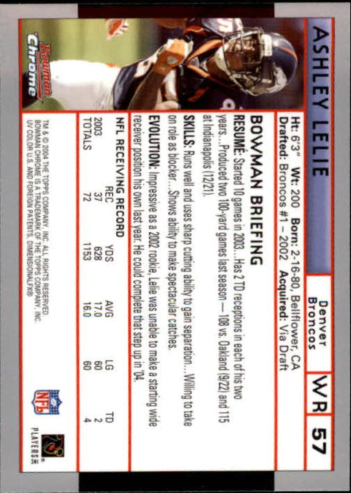 2004 Bowman Chrome Football (Pick Card From List) C128 12-24 - Picture 109 of 209
