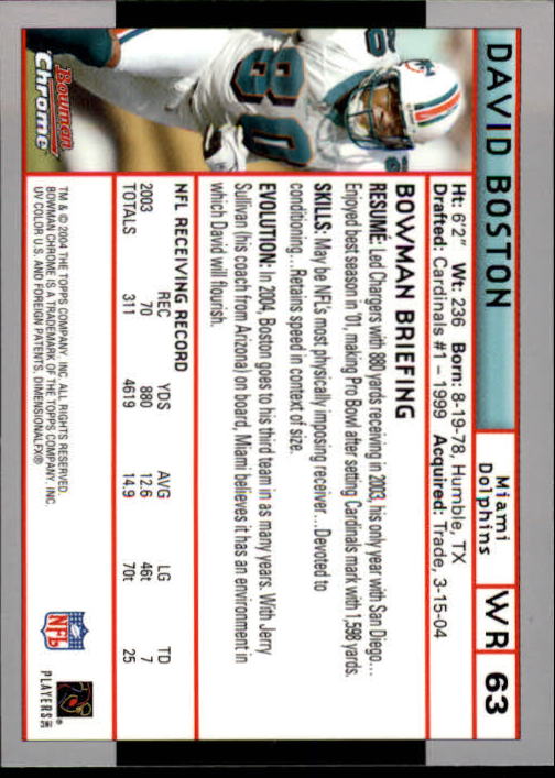 2004 Bowman Chrome Football (Pick Card From List) C128 12-24 - Picture 121 of 209