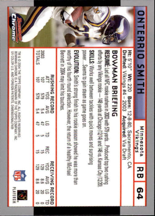 2004 Bowman Chrome Football (Pick Card From List) C128 12-24 - Picture 123 of 209