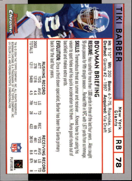 2004 Bowman Chrome Football (Pick Card From List) C128 12-24 - Picture 147 of 209