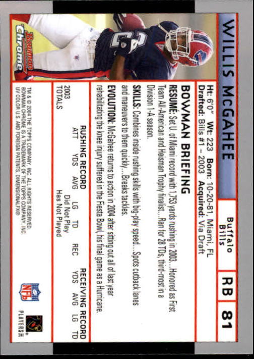 2004 Bowman Chrome Football (Pick Card From List) C128 12-24 - Picture 153 of 209