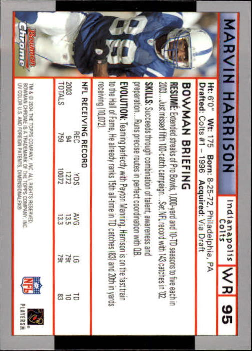 2004 Bowman Chrome Football (Pick Card From List) C128 12-24 - Picture 181 of 209