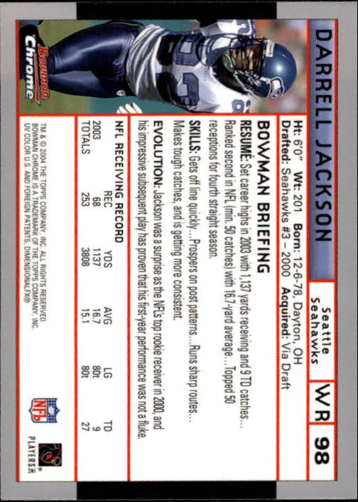 2004 Bowman Chrome Football (Pick Card From List) C128 12-24 - Picture 187 of 209
