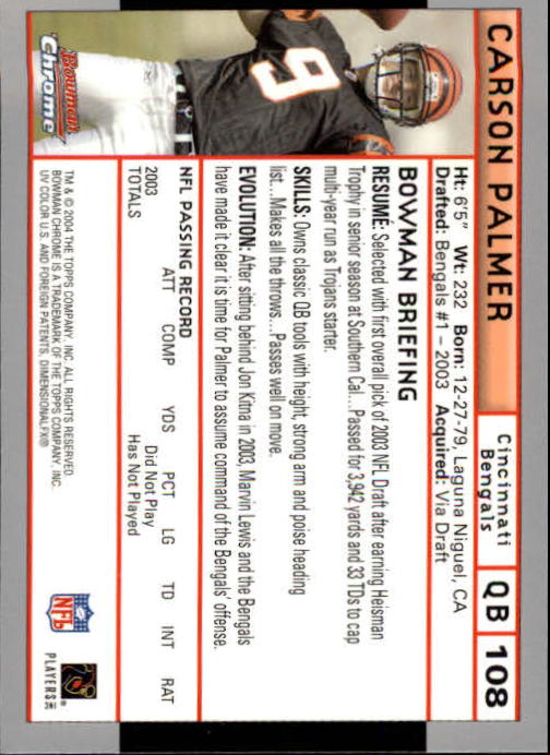 2004 Bowman Chrome Football (Pick Card From List) C128 12-24 - Picture 205 of 209